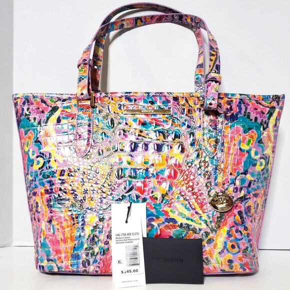 NWT Brahmin Medium Asher Tote Rainbow Reef Melbourne Multi Colorful Abstract - Picture 1 of 12